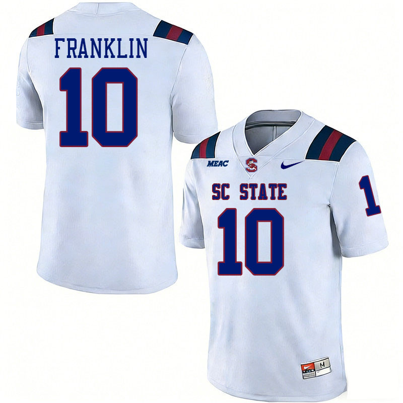 South Carolina State Bulldogs #10 Jordan Franklin College Football Jerseys,Uniforms Stitched-White